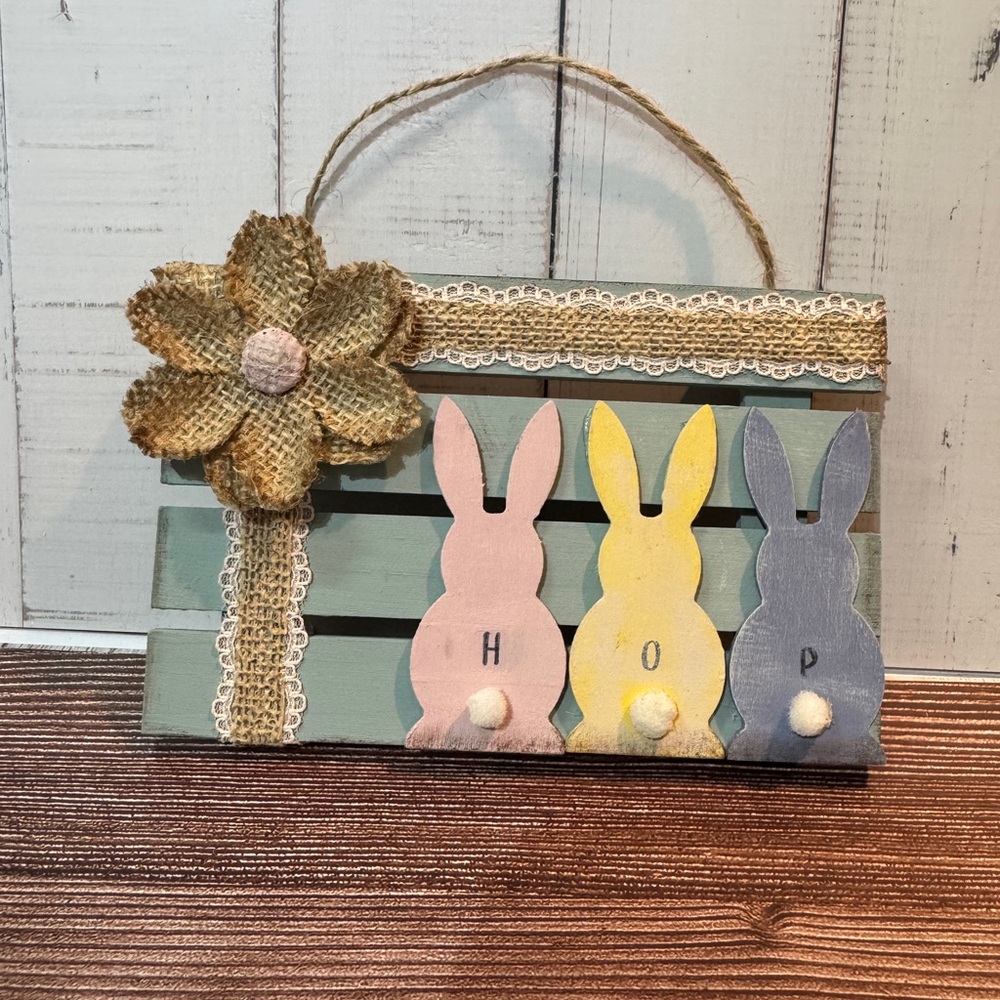Easter Bunny HOP Sign Farmhouse Spring Decor